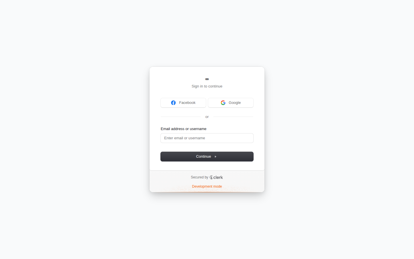 The sign-in screen — desktop