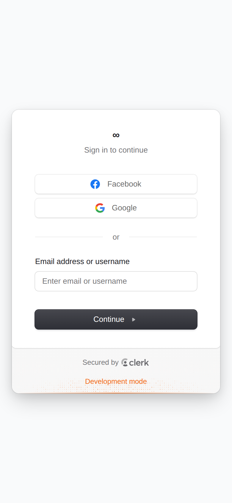 The sign-in screen
